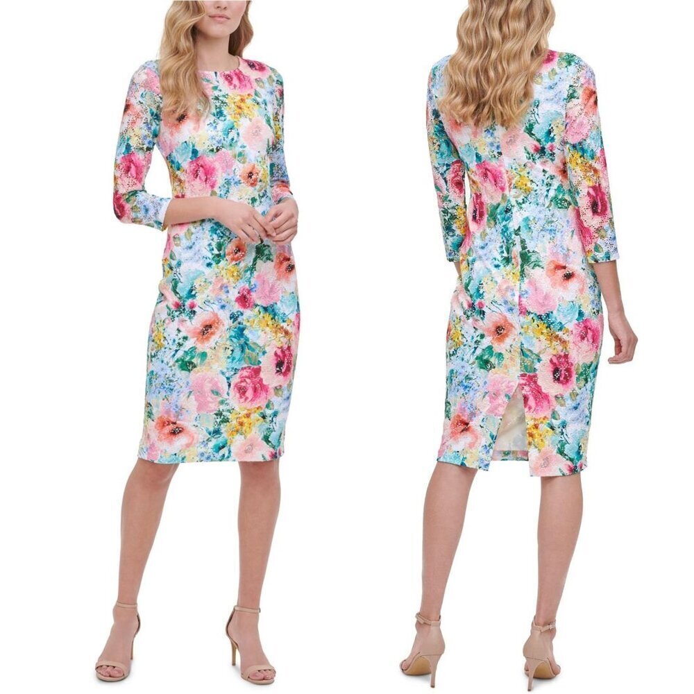 NWT New $98 Kensie Floral Shift Lace Dress Size 12